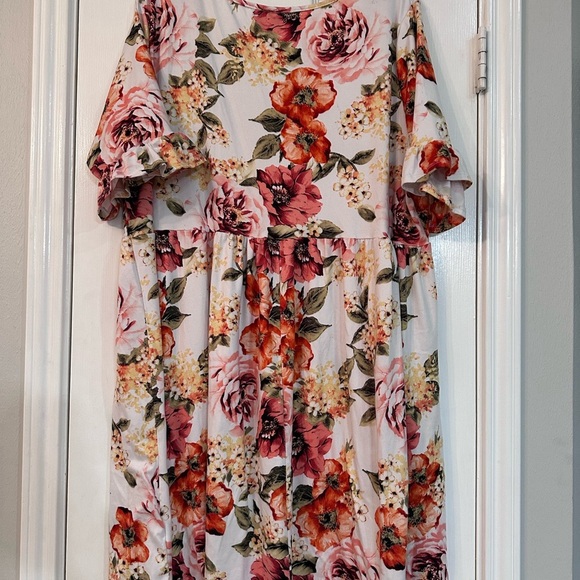 Vibe Floral Midi Dress - Pink and Orange - Picture 3 of 3
